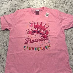 5th Birthday T-shirt, pink, kids size small, NWT